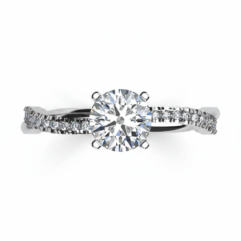 Anillo Slim en platino corte redondo con diamante de laboratorio IGI