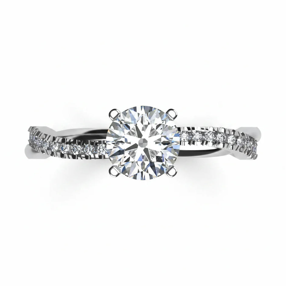 Anillo Slim en platino corte redondo con diamante natural GIA
