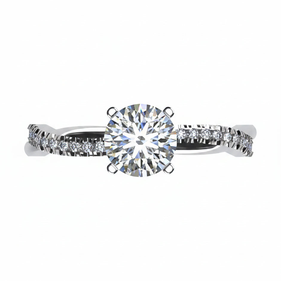 Anillo Slim en oro blanco corte redondo con diamante de laboratorio IGI