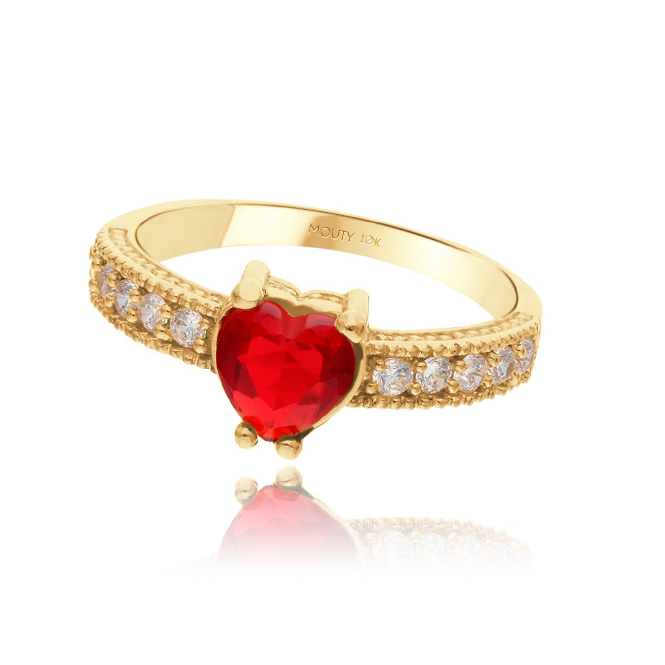 Fanny ring in 10k yellow gold with white zirconia