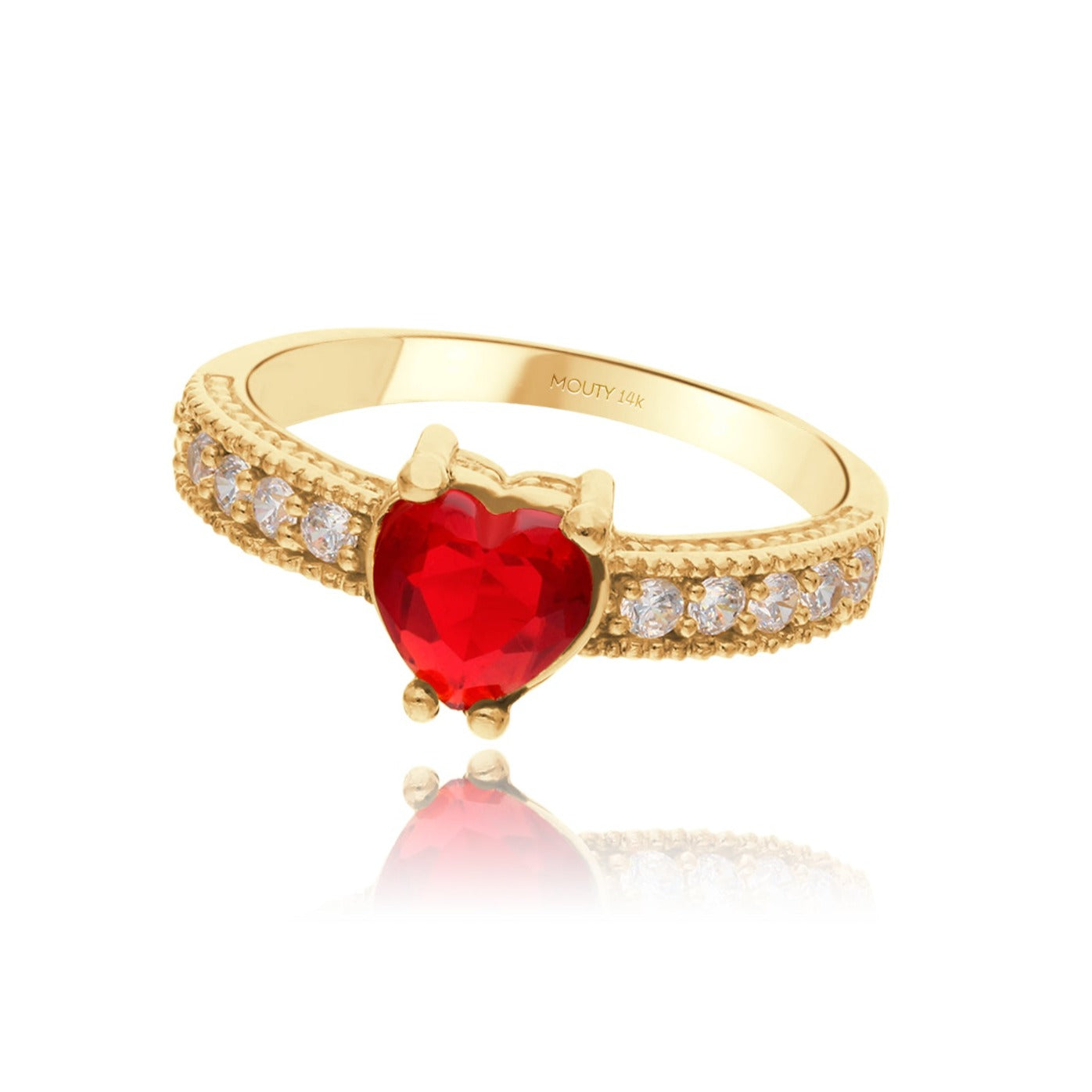 Fanny ring in 10k yellow gold with white zirconia