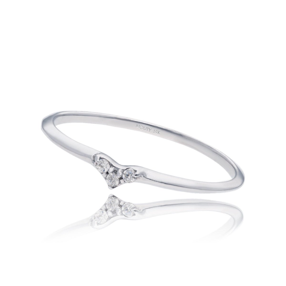 Anillo Angeline en oro blanco 14k con circonias - Mouty Joyería