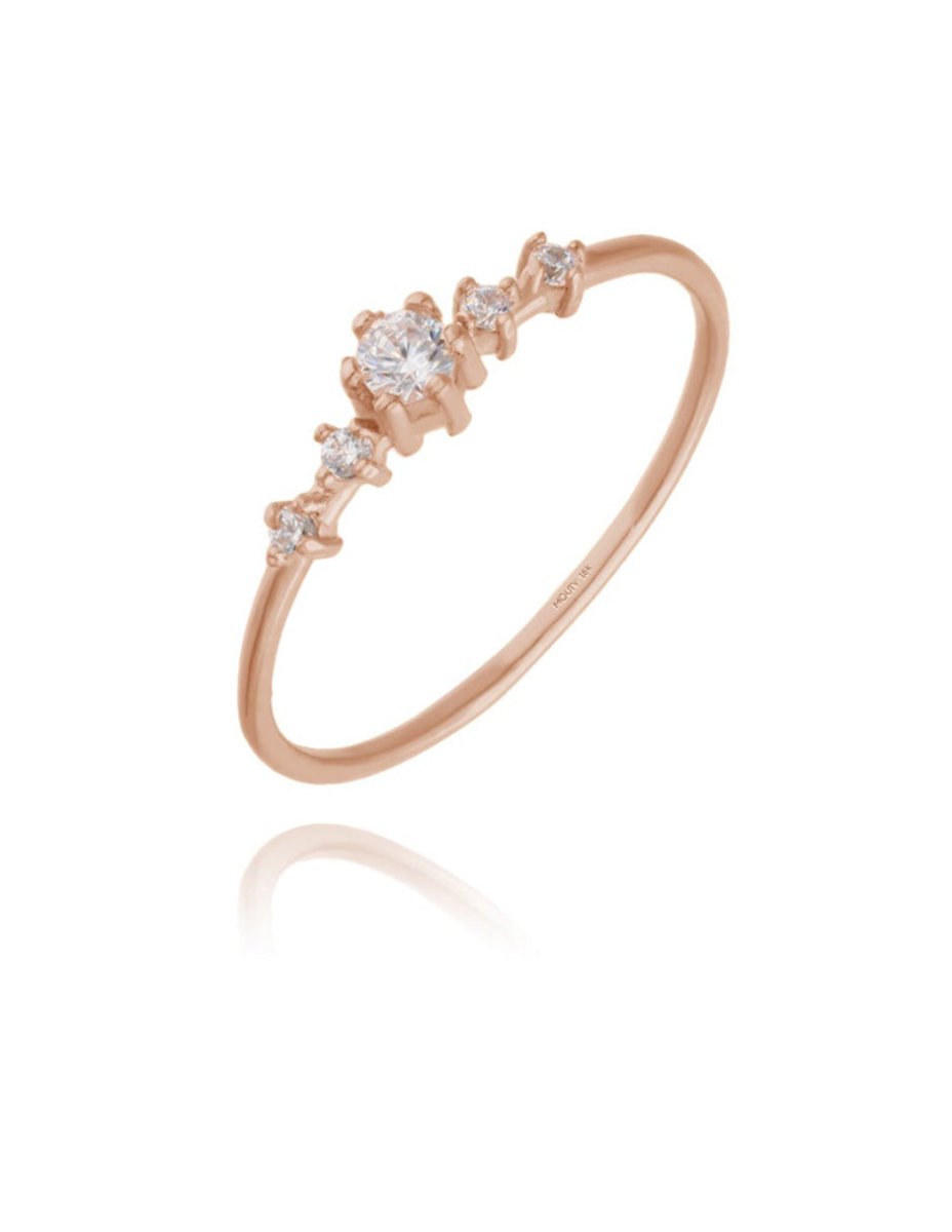 Anillo Ariana en oro rosa de 18k con circonias - Mouty Joyería