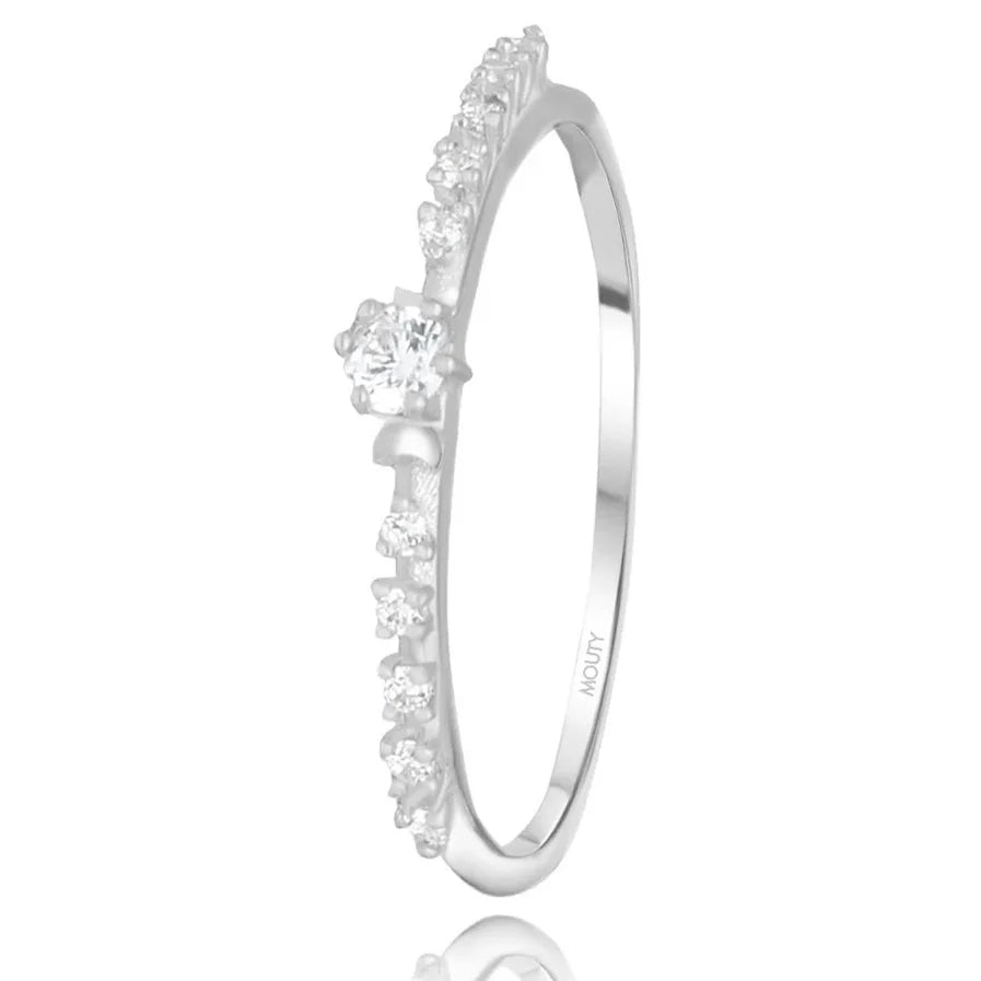 Anillo Danielle en Oro Blanco de 14k con Circonias - Mouty Joyería