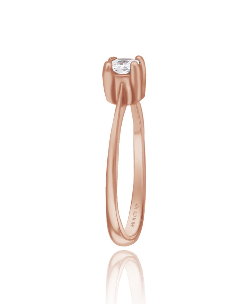 Anillo Darian en oro rosa 18k con circonia - Mouty Joyería