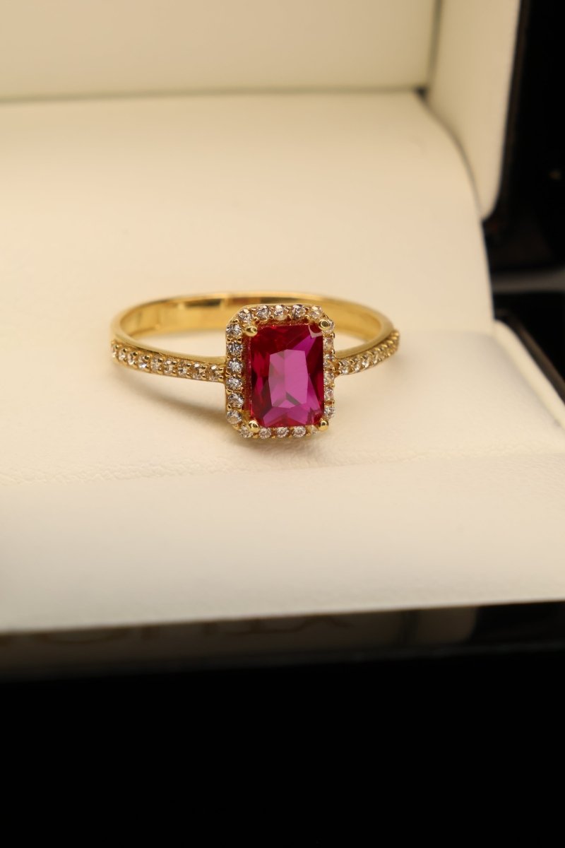 Anillo en Oro Amarillo 10k con Circonia Mod.15953 - Mouty Joyería