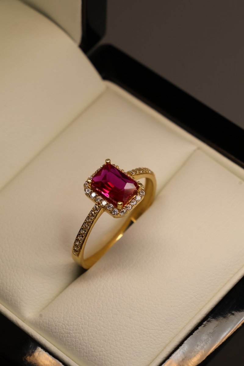 Anillo en Oro Amarillo 10k con Circonia Mod.15953 - Mouty Joyería