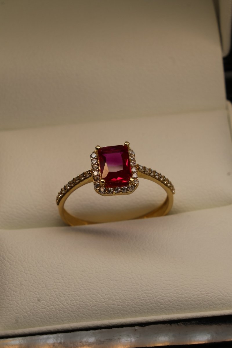 Anillo en Oro Amarillo 10k con Circonia Mod.15953 - Mouty Joyería