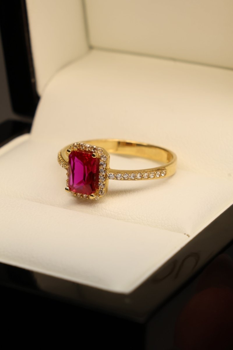 Anillo en Oro Amarillo 10k con Circonia Mod.15953 - Mouty Joyería