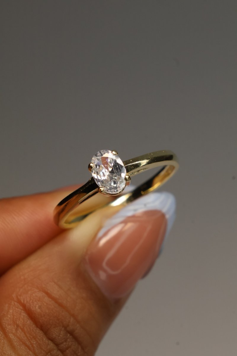 Anillo en Oro Amarillo 10k con Circonia Mod.15954 - Mouty Joyería