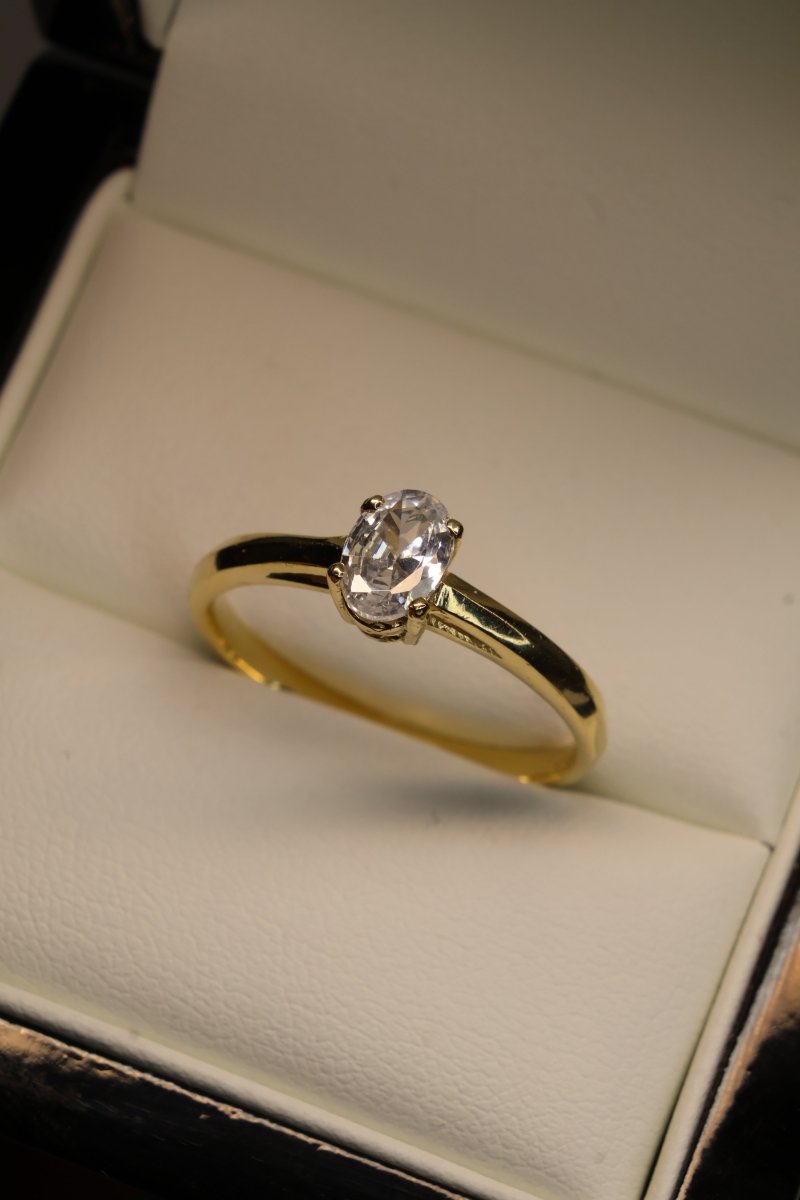 Anillo en Oro Amarillo 10k con Circonia Mod.15954 - Mouty Joyería