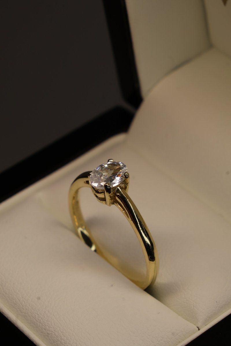 Anillo en Oro Amarillo 10k con Circonia Mod.15954 - Mouty Joyería