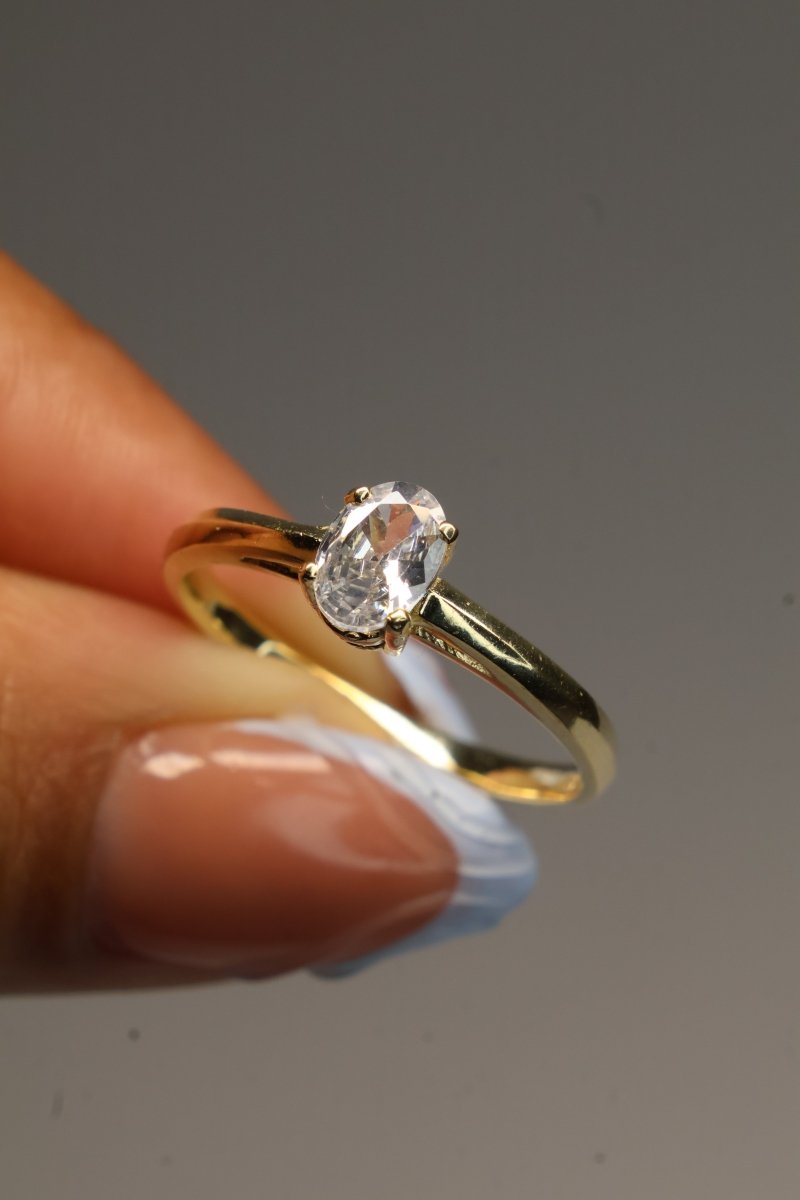 Anillo en Oro Amarillo 10k con Circonia Mod.15954 - Mouty Joyería