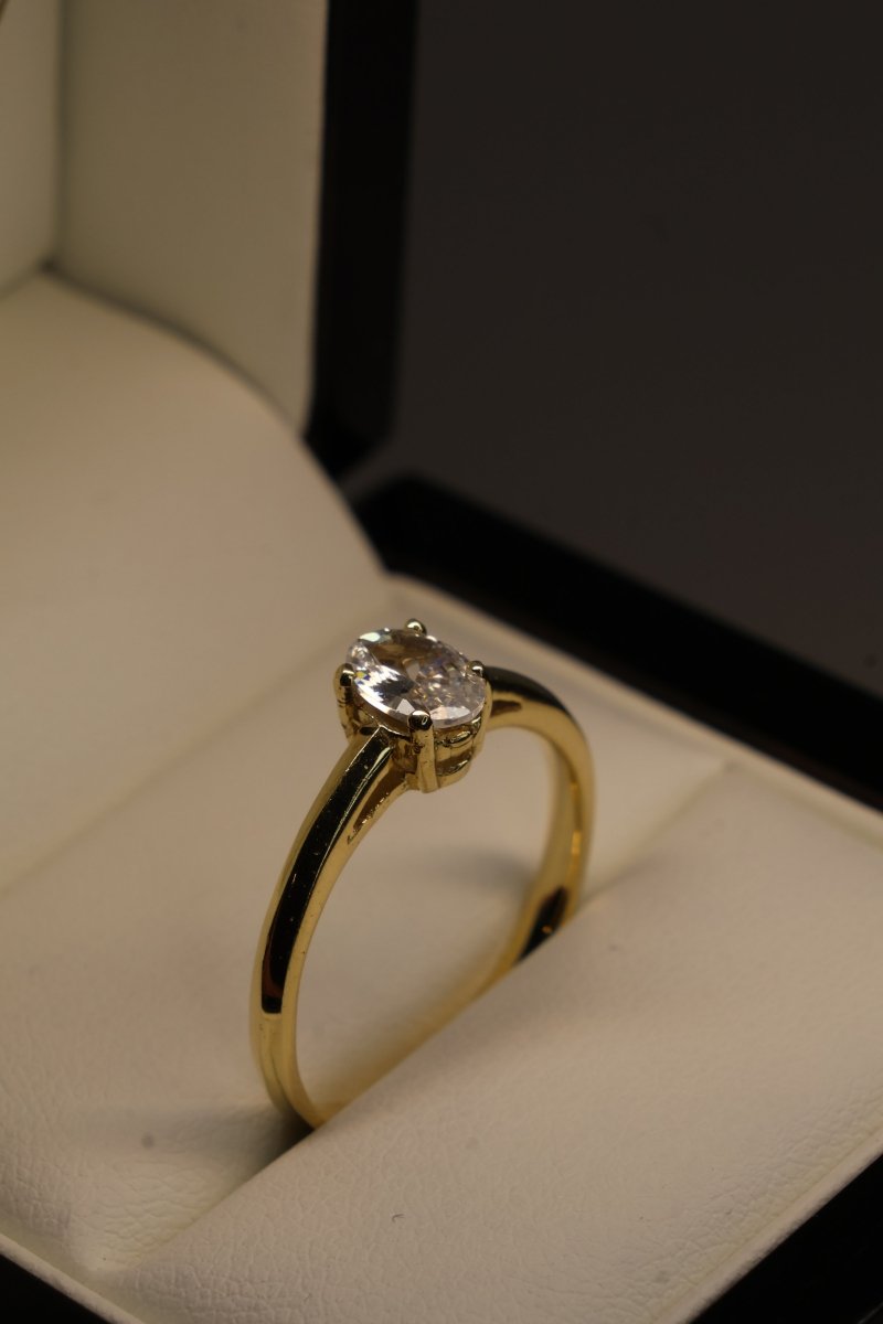 Anillo en Oro Amarillo 10k con Circonia Mod.15954 - Mouty Joyería