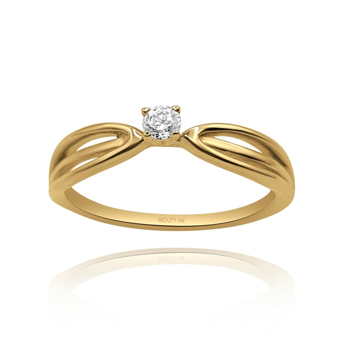 Anillo en oro amarillo 14k con circonia blanca Cod: 14190 - Mouty Joyería