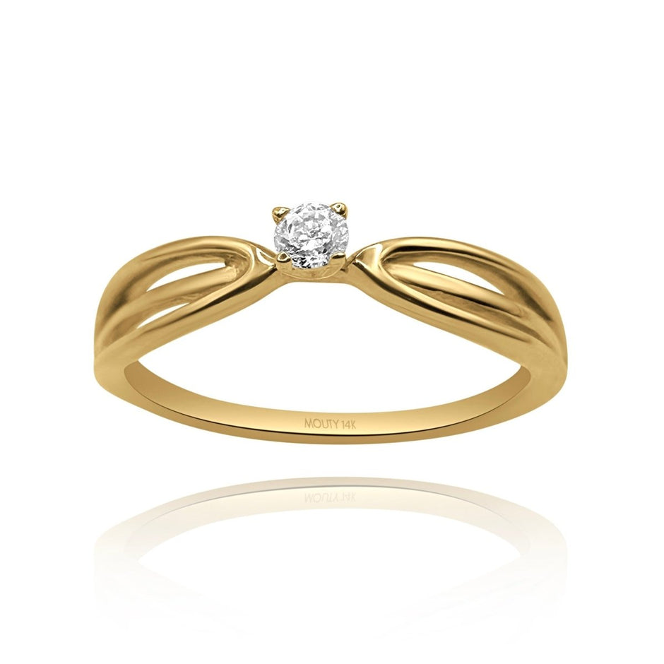 Anillo en oro amarillo 14k con circonia blanca Cod: 14190 - Mouty Joyería