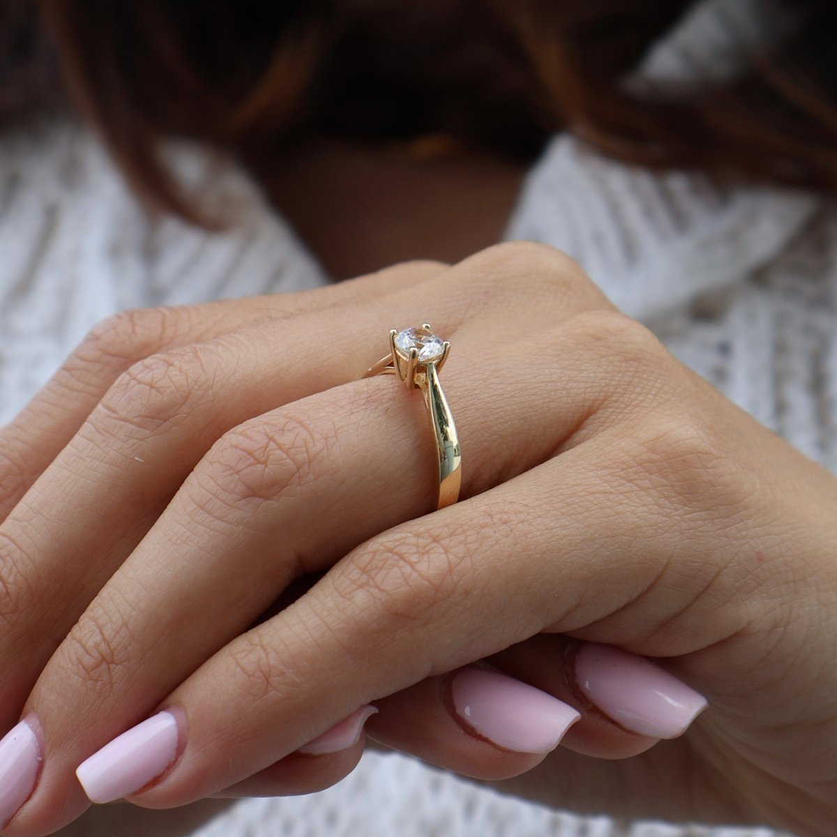 Anillo en Oro Amarillo 14k con Circonia Mod.15845 - Mouty Joyería