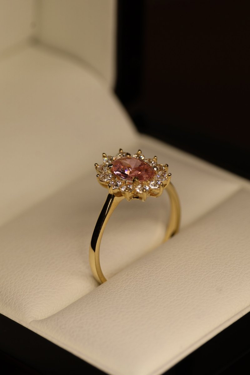 Anillo en Oro Amarillo 14k con Circonia Mod.15912 - Mouty Joyería