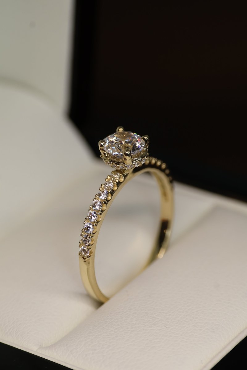 Anillo en Oro Amarillo 14k con Circonia Mod.15944 - Mouty Joyería