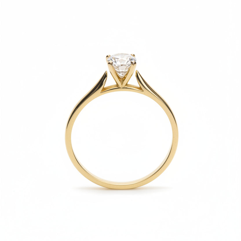 Anillo en Oro Amarillo 14k con Circonia Mod.15958 - Mouty Joyería