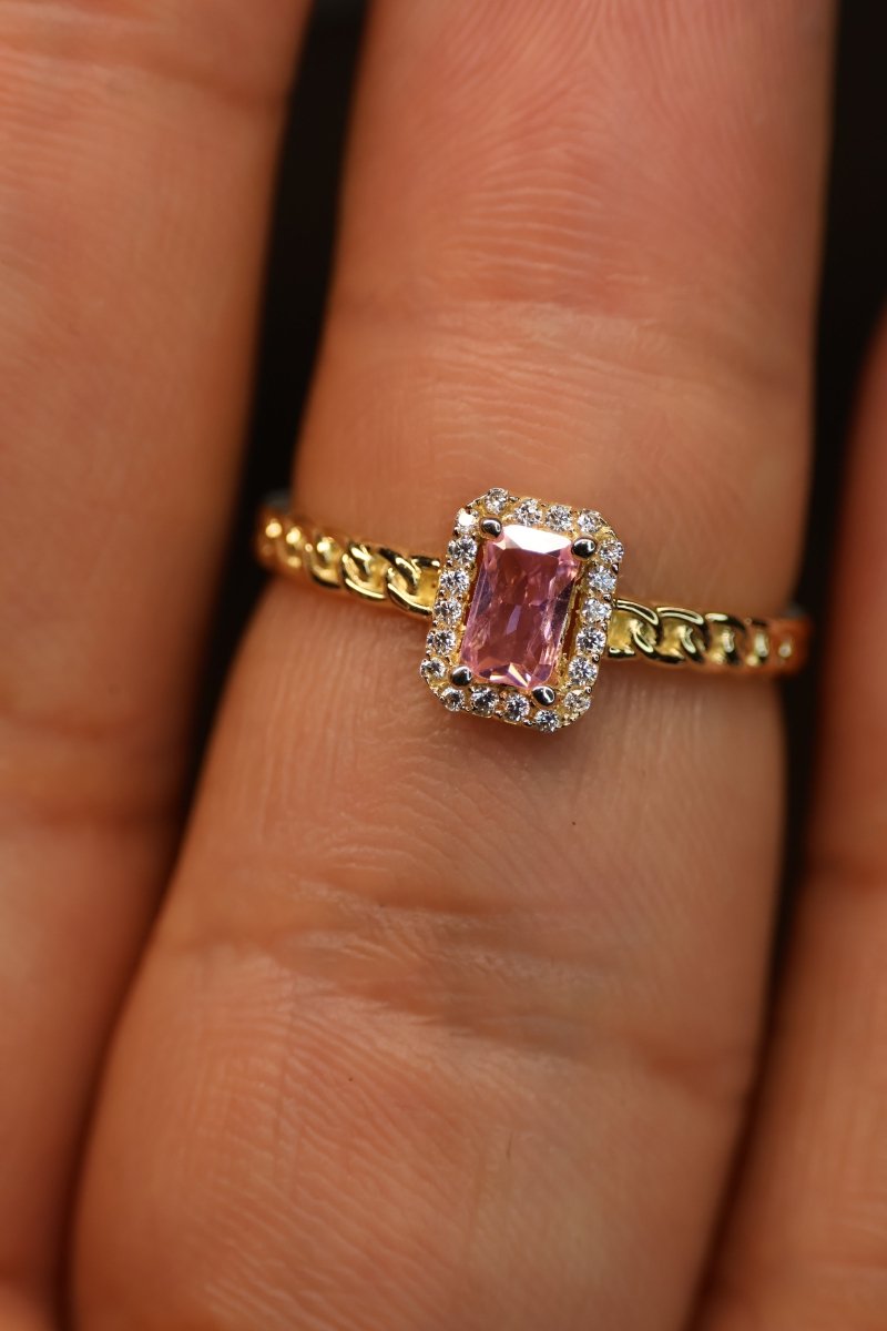 Anillo en Oro Amarillo con Circonia 14k Mod.15915 - Mouty Joyería