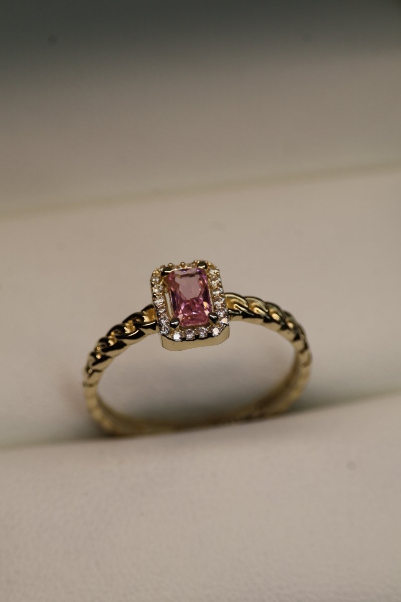 Anillo en Oro Amarillo con Circonia 14k Mod.15915 - Mouty Joyería