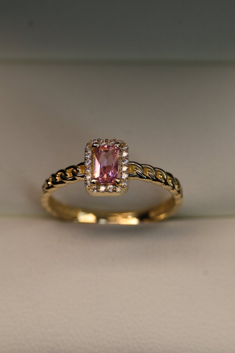 Anillo en Oro Amarillo con Circonia 14k Mod.15915 - Mouty Joyería