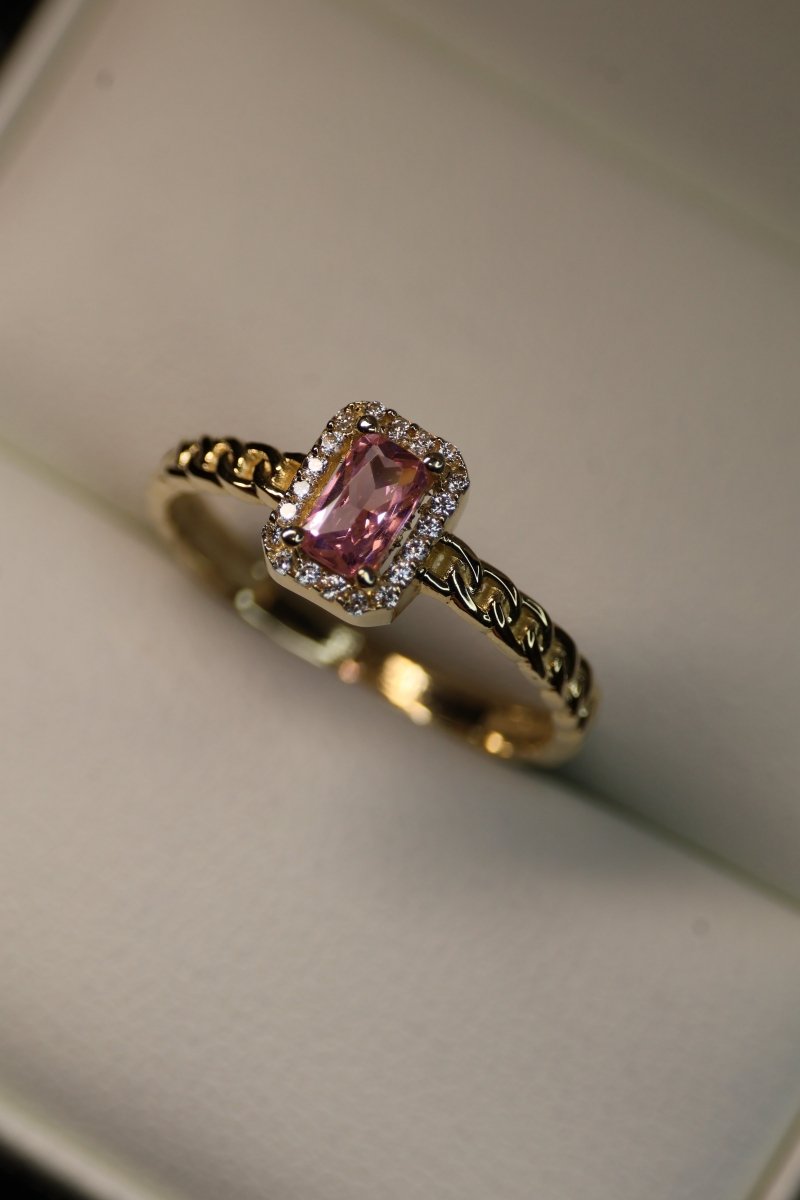 Anillo en Oro Amarillo con Circonia 14k Mod.15915 - Mouty Joyería