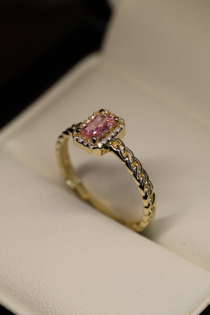 Anillo en Oro Amarillo con Circonia 14k Mod.15915 - Mouty Joyería