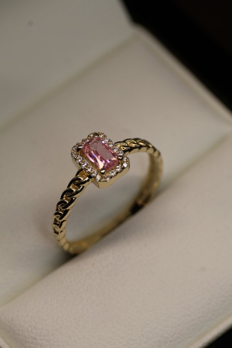 Anillo en Oro Amarillo con Circonia 14k Mod.15915 - Mouty Joyería