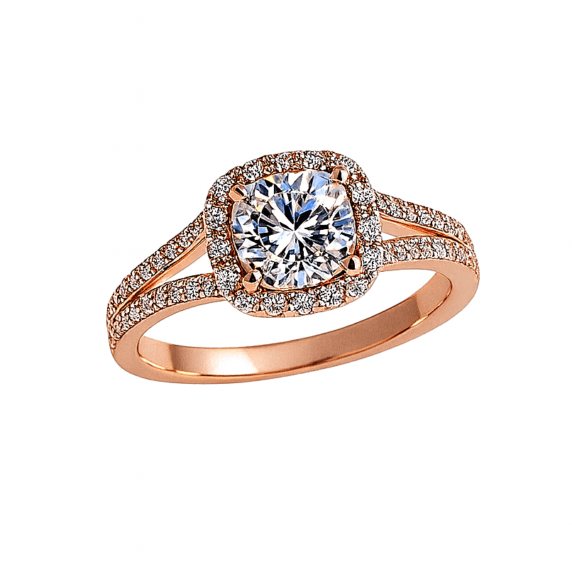 Anillo en Oro Rosa 10k con Circonia Mod.15957 - Mouty Joyería