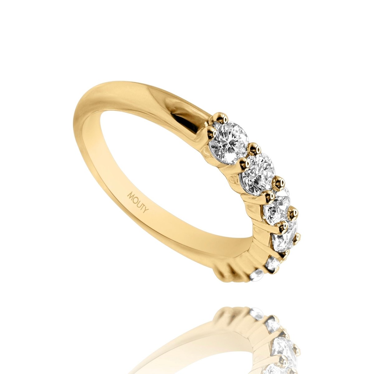 Anillo media churumbela en oro amarillo 14k con diamantes de laboratorio 1.0cts - Mouty Joyería