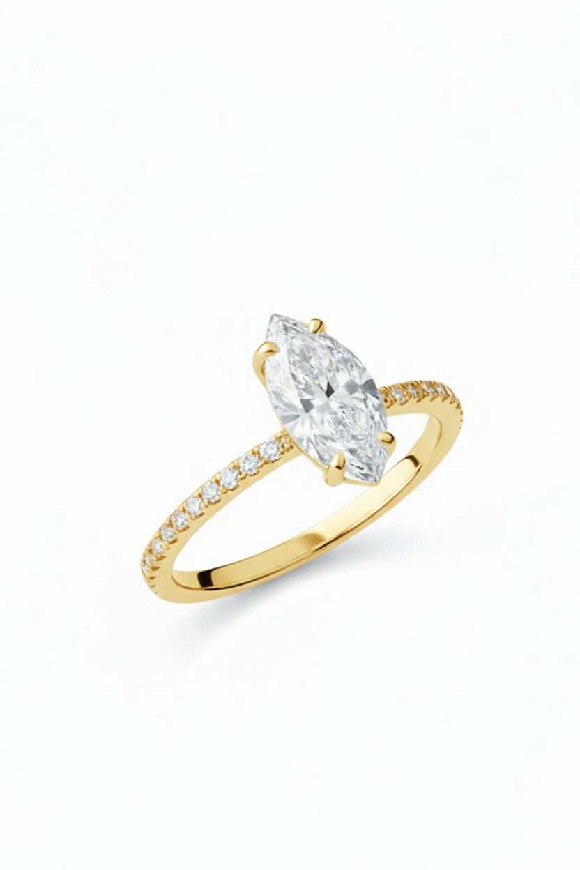 Anillo Regina pave en oro 1.00 ct
