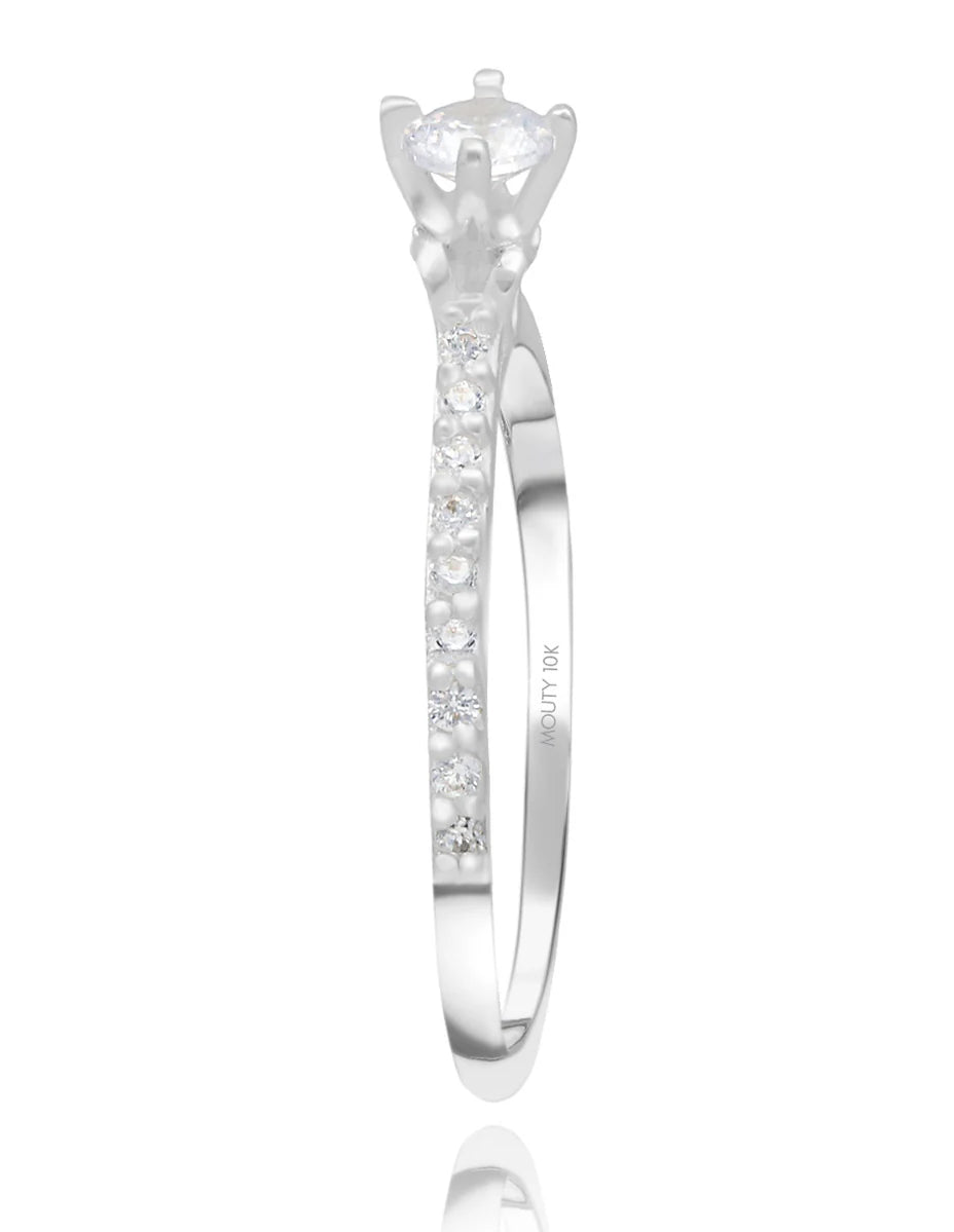 Anillo Arnel en oro blanco 10k con circonias