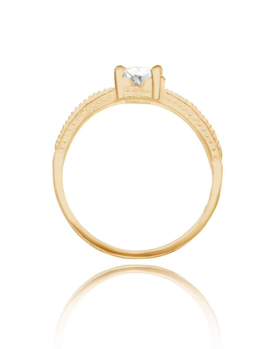 Fanny ring in 10k yellow gold with white zirconia