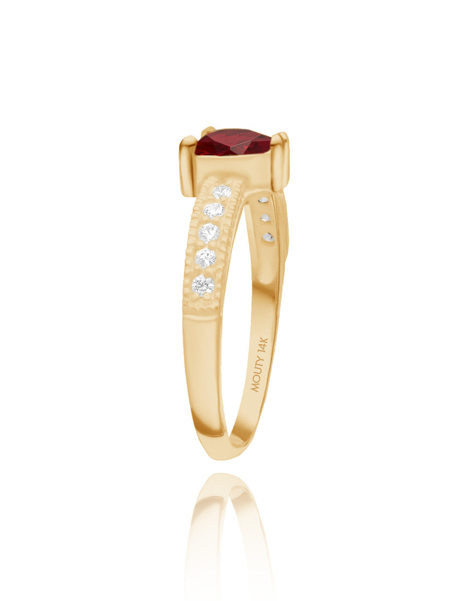 Fanny ring in 10k yellow gold with white zirconia