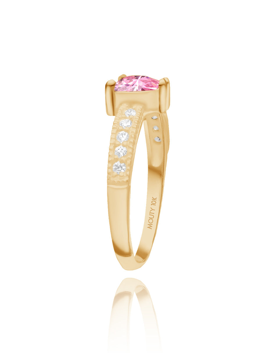 Fanny ring in 10k yellow gold with white zirconia