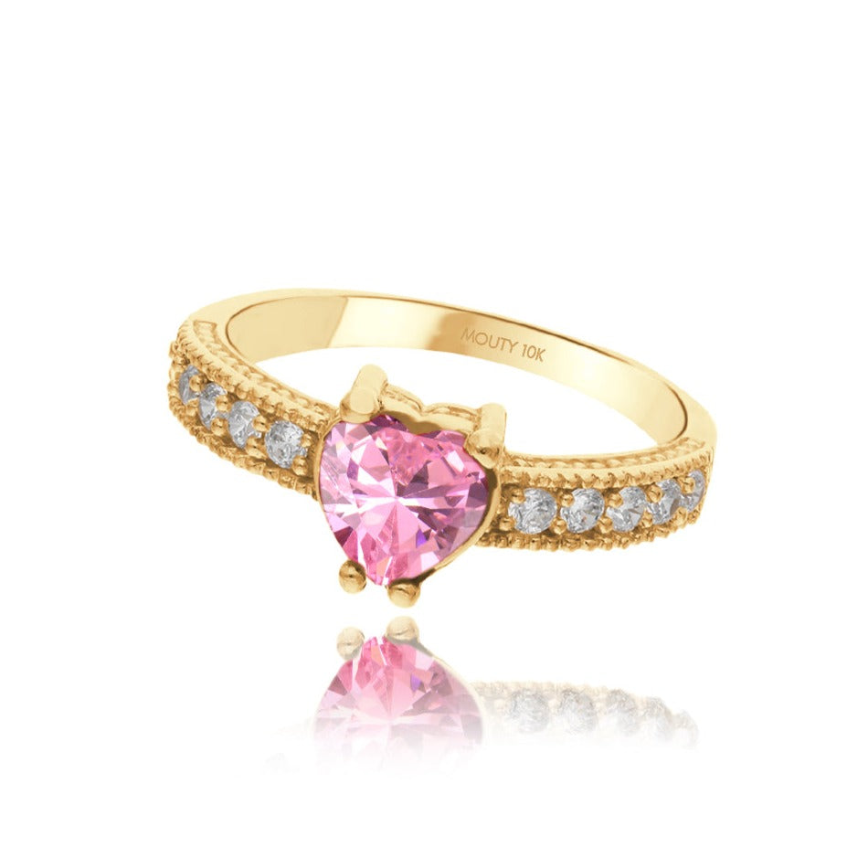 Fanny ring in 10k yellow gold with white zirconia