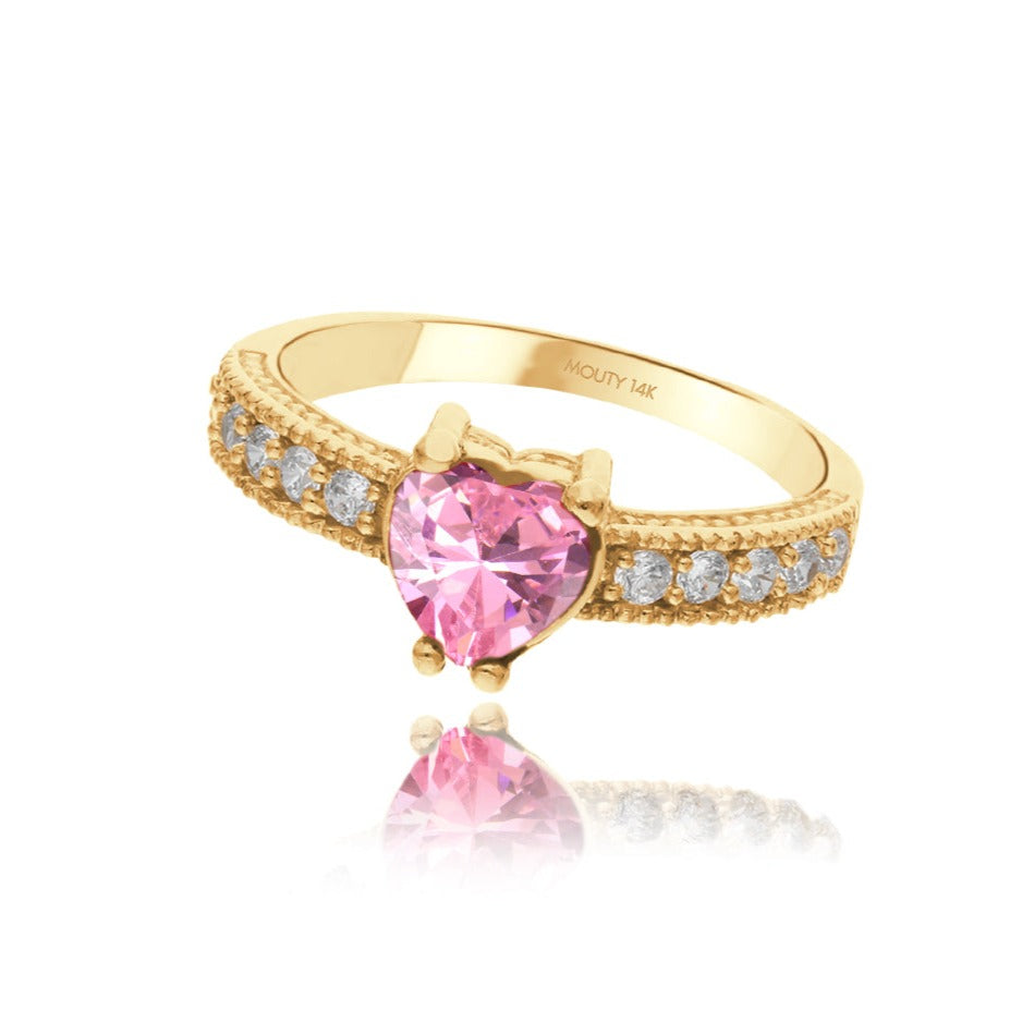 Fanny ring in 10k yellow gold with white zirconia