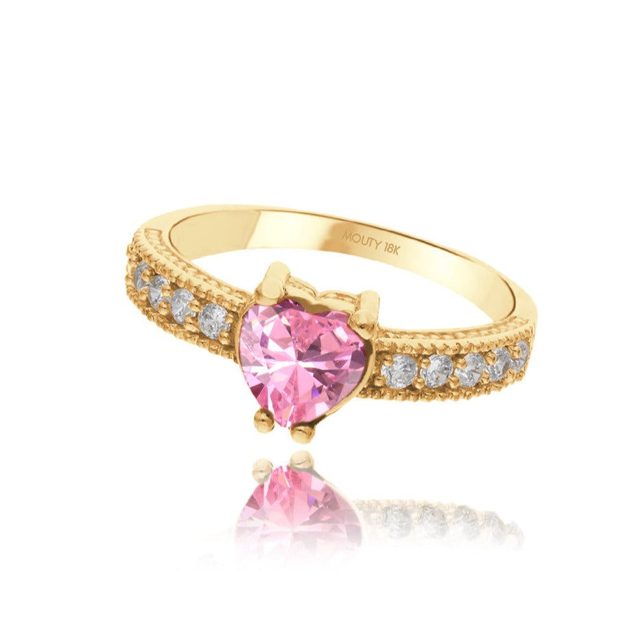 Fanny ring in 10k yellow gold with white zirconia