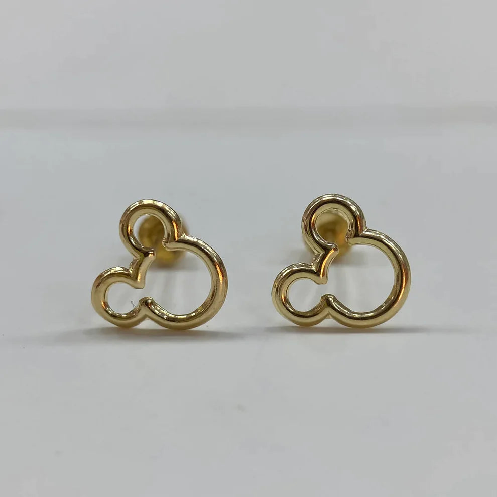 Broqueles Silueta Mickey en Oro Amarillo 10k Cod.BROML016 7.5mm