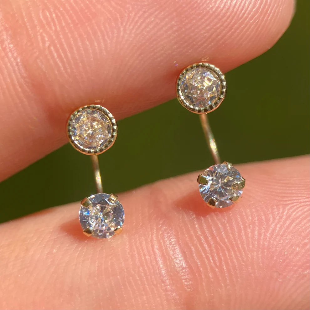 Broqueles Telefono  con Circonia en Oro Amarillo 14k Cod. BO0528