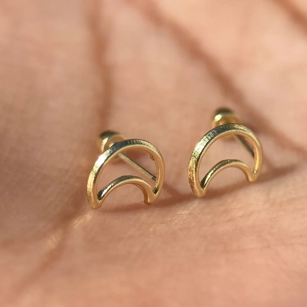 Broqueles Silueta Luna en Oro Amarillo 10k Cod.BRO244 7mm