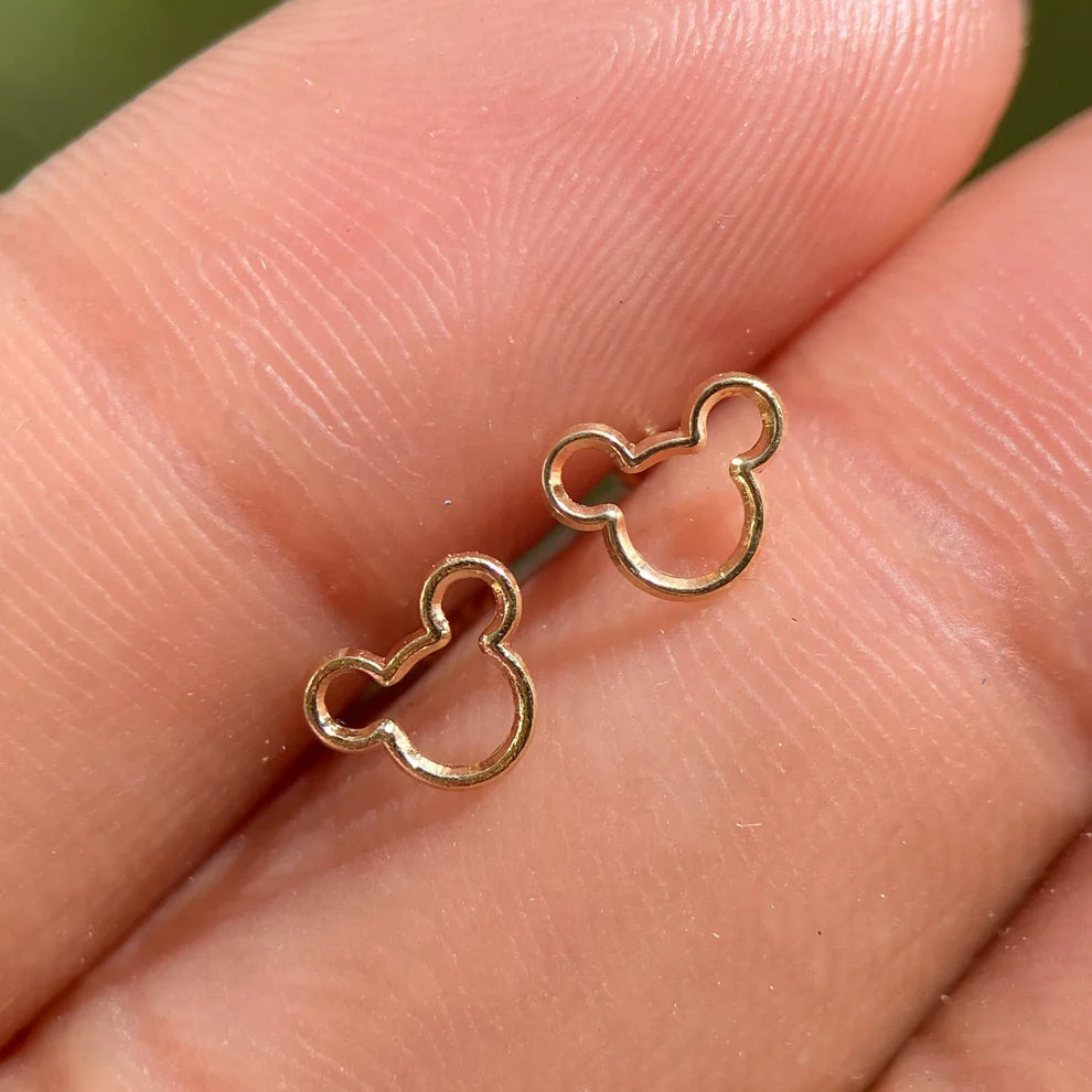 Broqueles Silueta Mickey en Oro Amarillo 14k Cod.BO017 6mm