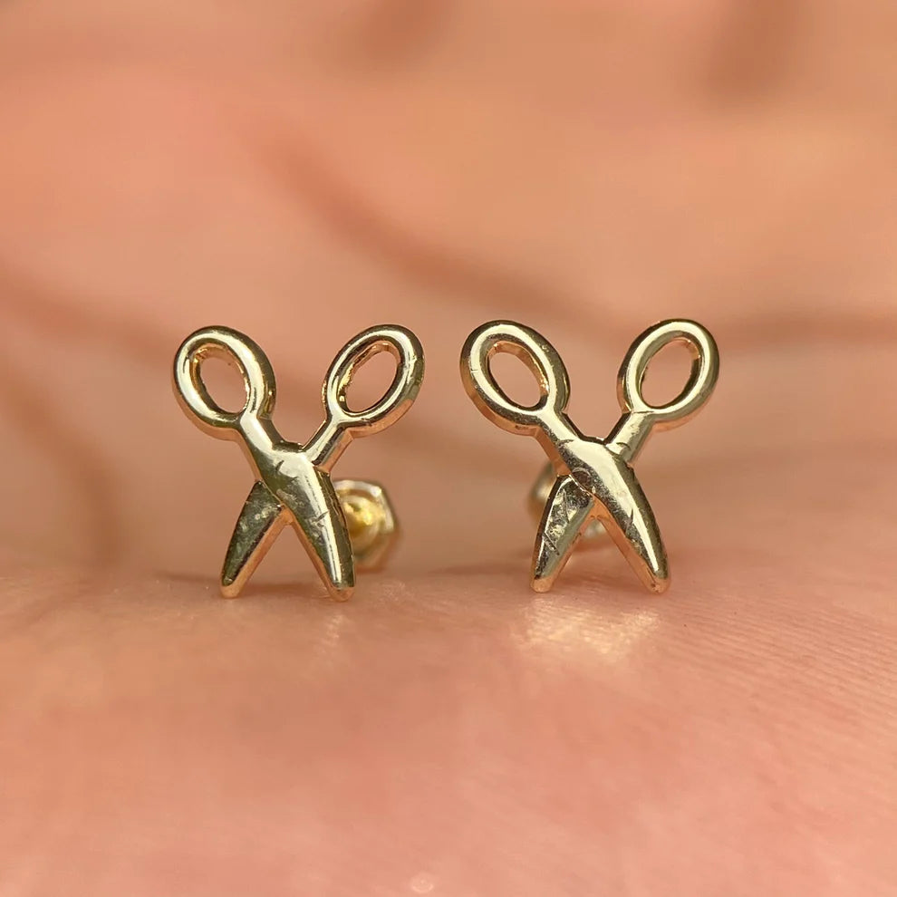 Broqueles Tijeras en Oro Amarillo 14k Cod.BO063 7.5mm