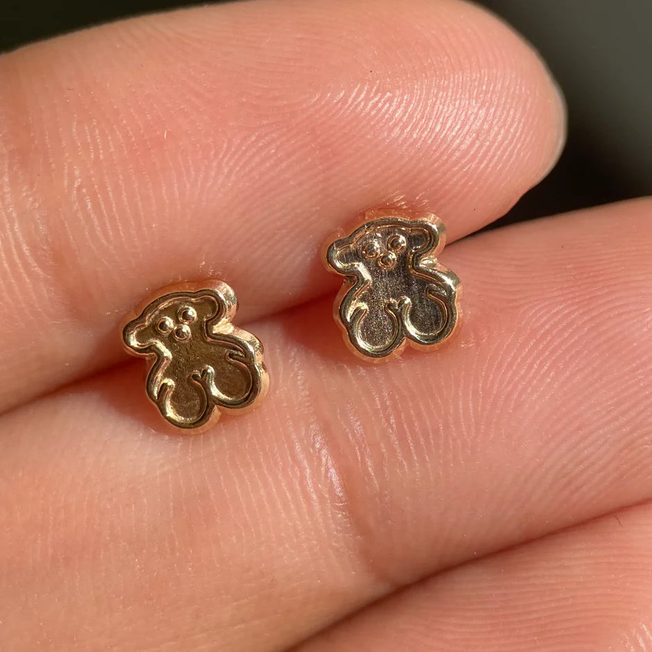 Broqueles Osito en Oro Amarillo 10k Cod. BRO258 5MM