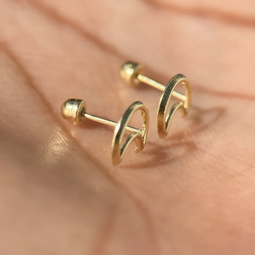 Broqueles Silueta Luna en Oro Amarillo 10k Cod.BRO244 7mm