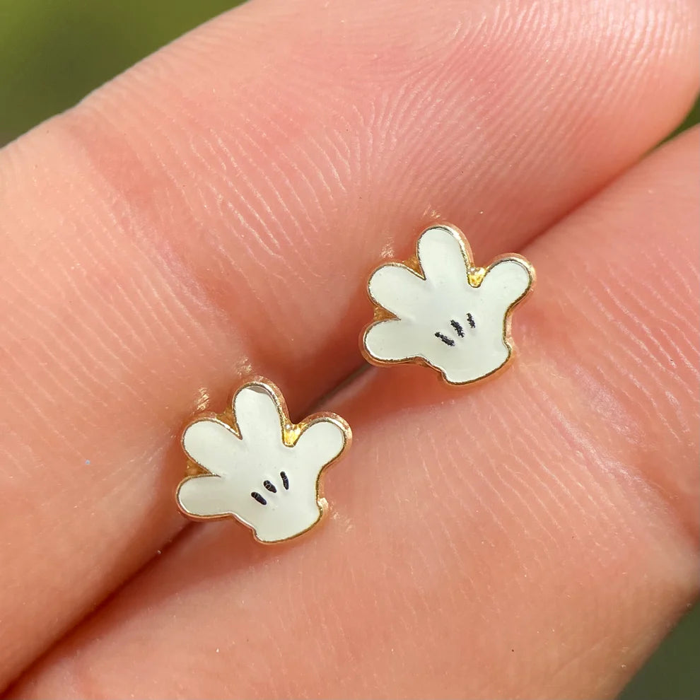 Broqueles Guante de Mickey en Oro Amarillo 14k Cod.BO019