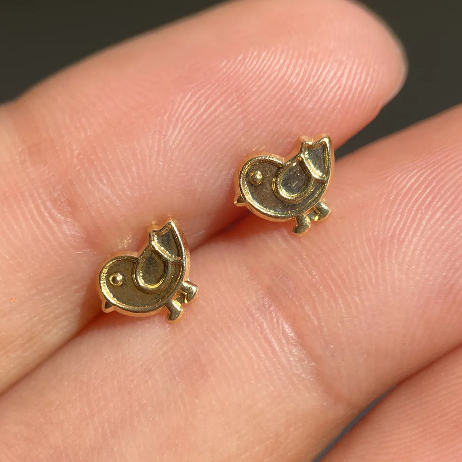 Broqueles Pajarito en Oro Amarillo 10k Cod.BRO265