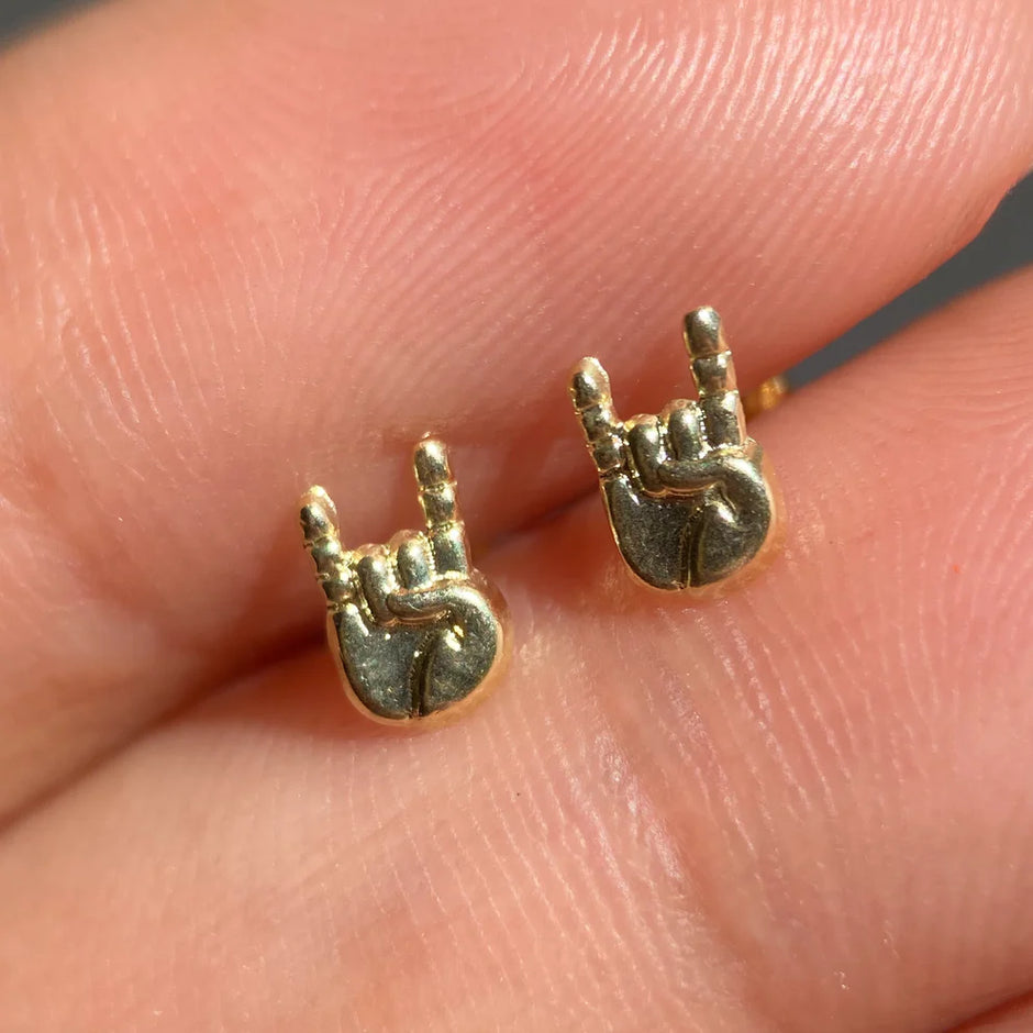 Broqueles Mano Rock en Oro Amarillo 10k Cod.BRO259 6.5mm